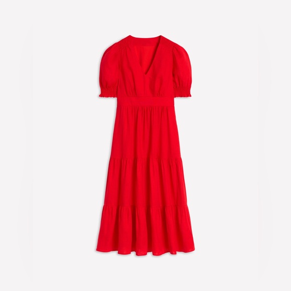 NWT Boden Anna Linen Tiered Midi Dress in Poppy Red - Picture 7 of 12